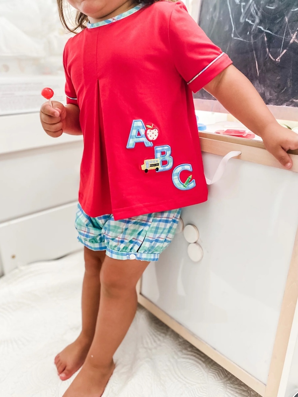 Red ABC Appliqué Toddler Top and Matching Bottoms